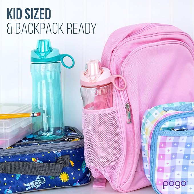 Pogo BPA-Free Plastic Water Bottle with Chug Lid, 18 Oz, Purple | Leakproof water bottle with chug lid and carry handle. BPA-free, great for travel, school, outdoors, and gym.