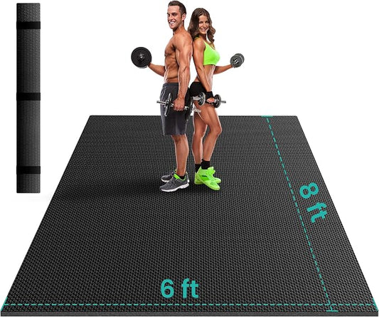 Stepwaver Extra Large Exercise Mat, 6'x4'/ 7'x5'/ 8'x6'/10'x6'x8mm (1/3 inch), Non-Slip, Ultra Durable, Thick Large Workout Mat for Home Workouts, Yoga Mats for Fitness, High-Density Exercise Mat, Shoes-Friendly