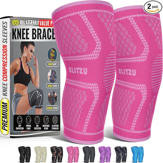Knee Brace Men & Women, Knee Compression Sleeve Support Wrap Tendonitis XL | 2 Pack, Joint & Patella Stabilization, Arthritis Pain Relief, Meniscus Tear, ACL Injury Recovery, Running, Sports, Workout