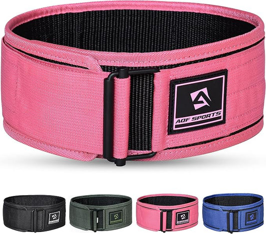 AQF Self-Locking Weight Lifting Belt, 4" Nylon Gym Support Belt