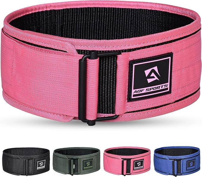 AQF Self-Locking Weight Lifting Belt, 4" Nylon Gym Support Belt