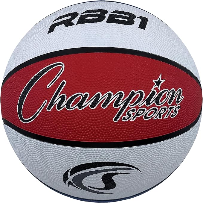 Champion Sports Rubber Basketballs – Durable Indoor & Outdoor Training & Recreational Game Balls, Multiple Sizes & Colors