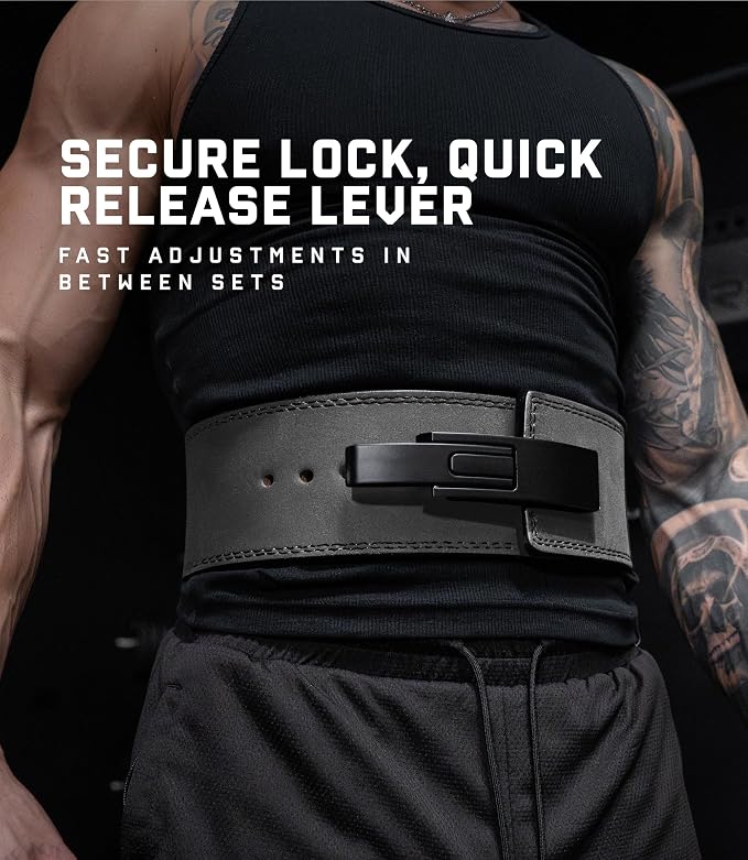 Gymreapers 10MM Lever Weightlifting Belt Leather Adjustable Heavy Duty Buckle Belt, IPF Approved for Powerlifting, Weightlifting, and Strength Training