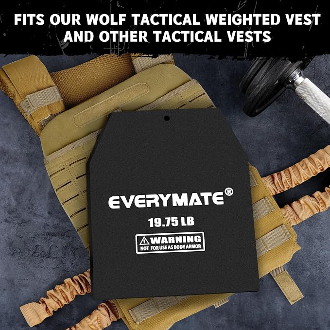 EVERYMATE Tactical Weighted Vest Plates – 3.75/5.75/8.75/14.5/19.75LB Pairs – Insert Weighted Vest Plates- Contoured Ergonomic Fit – WODs, Strength Training, Running, Weight Plates for Vest