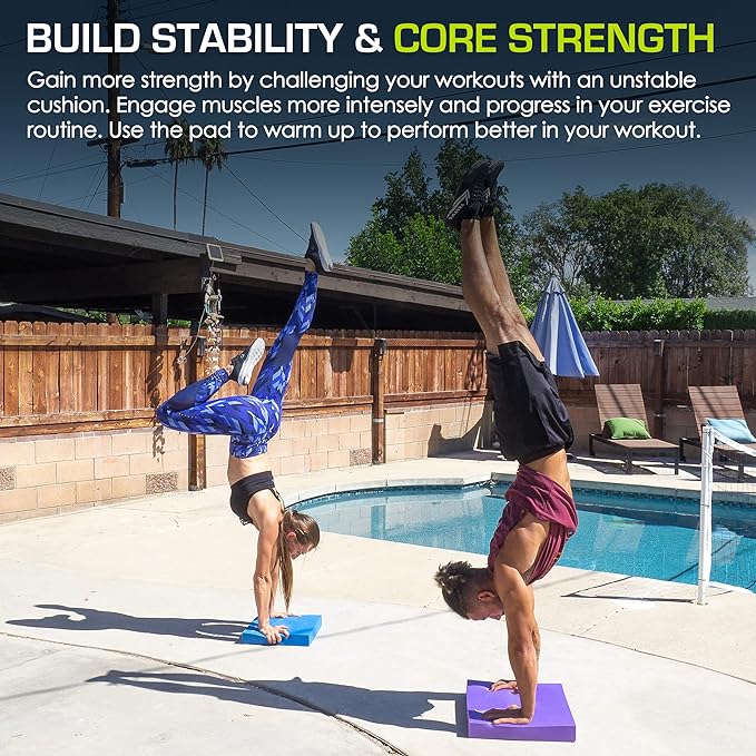 ProsourceFit Exercise Balance Pad, Non-Slip Cushioned Foam Mat & Knee Pad for Fitness and Stability Training, Yoga, Physical Therapy