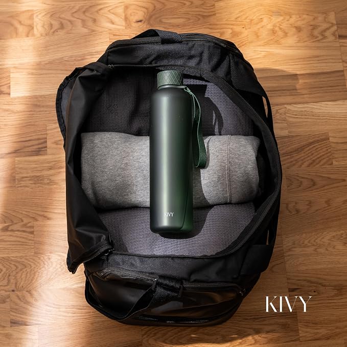 KIVY Slim Water Bottle 32oz Tritan - Lightweight & Shatterproof - BPA-Free | Reusable Tritan Water Bottle with Measurements - Leak Proof Bottle for Women & Men - Dishwasher Safe - Skinny Water Bottle
