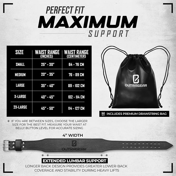 Real Leather Weight Lifting Belt - 7mm Gym Belt for Strength Training - Adjustable Buckle Weight Lifting Belts for Men & Women with Core Back Support