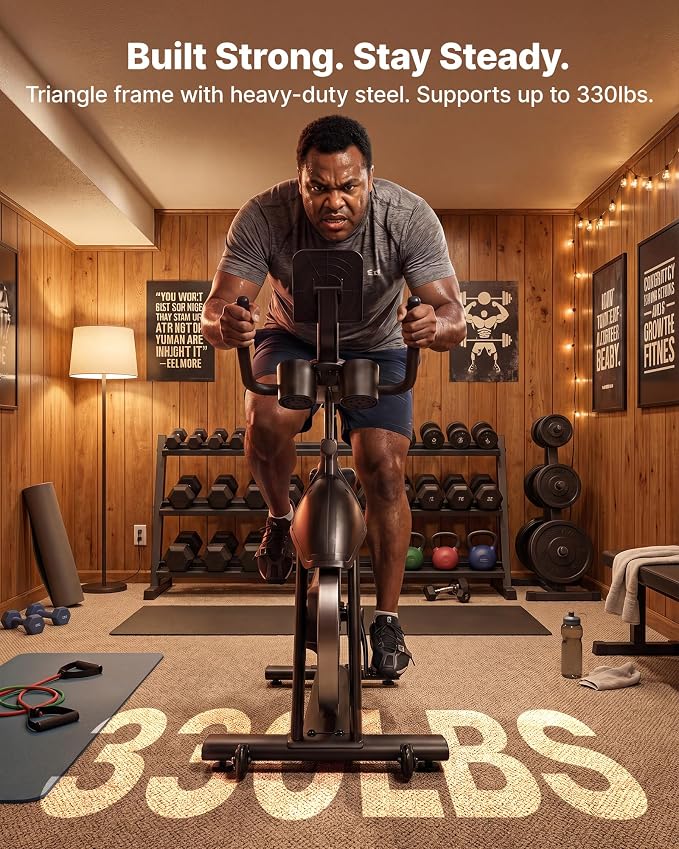 MERACH S36 Exercise Bike, Magnetic Resistance, 330lbs Capacity | Stationary Bike for Home, Quiet Drive, Fitness App with Courses, Adjustable Seat, Indoor Cycling Bike