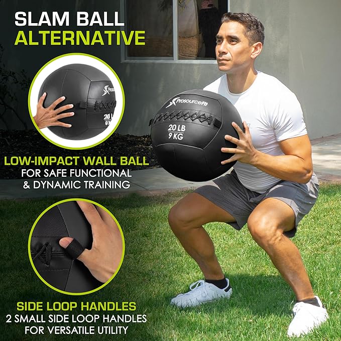 ProSource Soft Medicine Balls for CrossFit Wall Ball and Full Body Dynamic Exercises, Color-Coded Weights: 6, 8, 10, 14, 20, 25 lb.