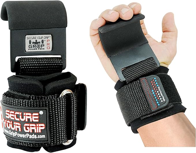 Weight Lifting Rod Hooks Heavy Duty Wrist Wraps Power Weight Lifting Training Gym Grips Straps Set of 2