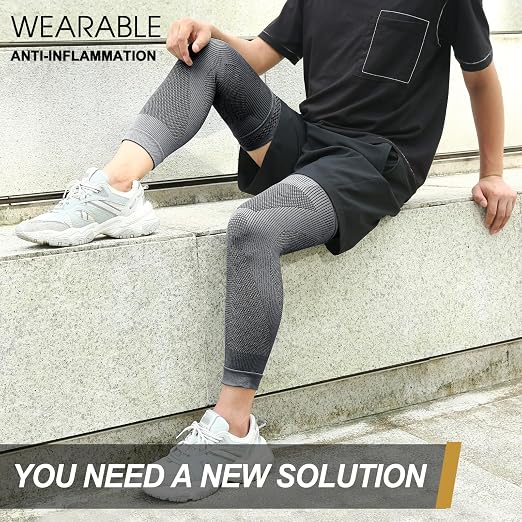 NEENCA Compression Leg Sleeve - Long Knee Sleeve, Ultra-thin Leg Sleeve with Graphene Ions Infused Fabric for Knee Pain Relief, Swelling, Arthritis, Poor Circulation, Runner, Sports (Small)