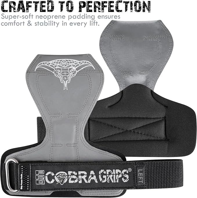 Cobra Grips Weight Lifting Gloves with Adjustable Neoprene Padded Wrist Wraps - Heavy Duty Alternative to Power Lifting Hooks for Deadlifts