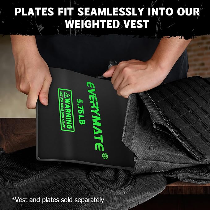 EVERYMATE Tactical Weighted Vest Plates – 3.75/5.75/8.75/14.5/19.75LB Pairs – Insert Weighted Vest Plates- Contoured Ergonomic Fit – WODs, Strength Training, Running, Weight Plates for Vest