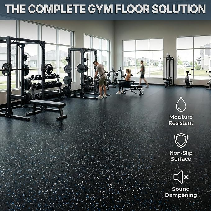 Flooring Inc's 1/4" Thick Tough Rubber Flooring Roll | Flexible Recycled Rubber Floor Mats for Home Gym | Heavy Duty Rubber Mat for Home Gyms, Sheds, Horse Stall Mat or Trailer
