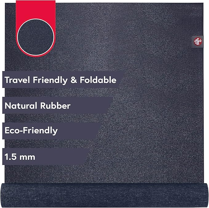 Manduka eKO SuperLite Yoga Mat 71" - 1.5mm | Natural Rubber | Foldable & Travel Friendly | Soft Textured Surface | Eco-friendly | 71 x 24 inches