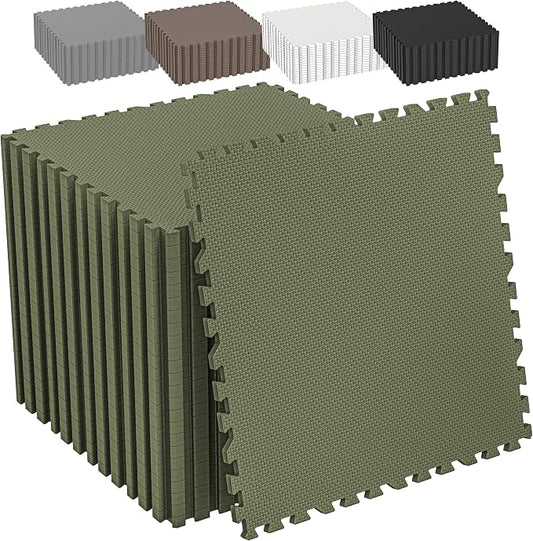 1/2" Thick 24 Pcs 96 Sq Ft EVA Foam Puzzle Exercise Mats, High-Density Interlocking Foam Floor Tiles for Home Gym, Gym Mat for Workout Equipment & Direct Exercise, Floor Padding for Kids