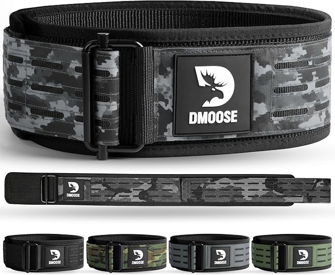DMoose Fitness Auto Locking Weight Lifting Belt for Men & Women - 4" Nylon Squat & Deadlift Belt with Quick-Release Buckle - Gym Workout Belts for Lumbar Back Support for Weightlifting & Powerlifting
