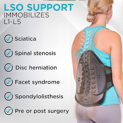 BraceAbility Lumbar Decompression Support Belt - Extra Large Adjustable Spinal Corset Brace for Discectomy, Laminectomy, Disc Injury, Back Muscle Spasms, Pre and Post Spine Surgery Protection (XL)
