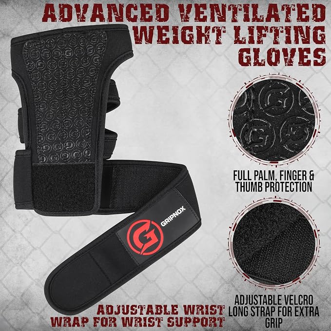 Ventilated Weight Lifting Gloves for Men & Women with Wrist Wrap Support – Padded Fingerless Gym Workout Gloves with Non-Slip Grip for Fitness, Weightlifting & Cross Training