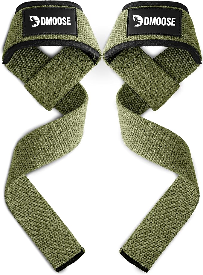DMoose Fitness Lifting Straps 24" (Pair) - 5mm Padded Durable Wrist Straps for Weightlifting & Powerlifting - Cotton Lifting Strap with Silicone Grip for Men & Women - Deadlift Strap for Gym Workout