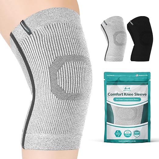 BraceAbility Plus Size Knee Brace for Women and Men – Compression Sleeve for Knee Pain Relief, Arthritis, Swelling, Osteoarthritis, Meniscus Tear, Joint Support Knee Stabilizer (5XL/6XL Wide Gray)
