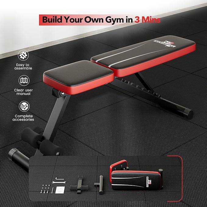 NICEPEOPLE Adjustable Weight Bench for Home Gym, 660LBS Capacity Workout Bench with 8 Backrests for Chest Shoulders Arms, Compact and Foldable Strength Bench for Small Space Apartment Room