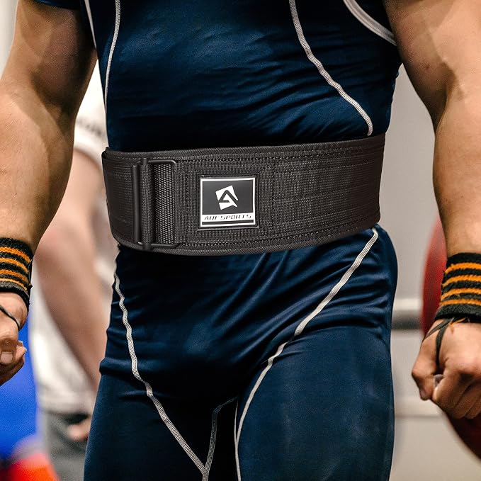 AQF Self-Locking Weight Lifting Belt, 4" Nylon Gym Support Belt