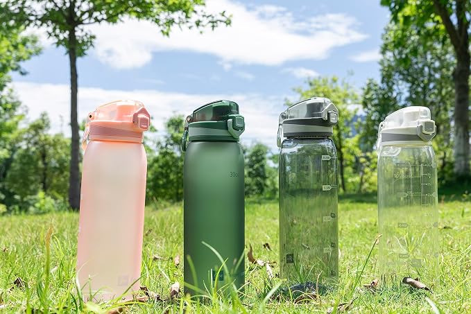 30oz Water Bottle with Time Markers and Filter, BPA Free Large Durable Portable Plastic Bottle for school (Pack of 1)