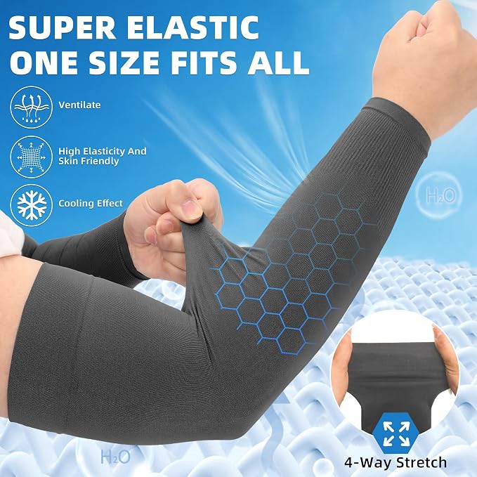 BHYTAKI UV Sun Protection Arm Sleeves, UPF 50 Sports Cooling Arm Compression Sleeves for Men Women Teenager
