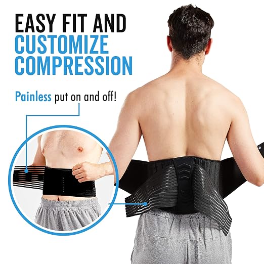 Bodyprox Lumbar Support Back Brace for Men and Women (Regular 28" - 50")
