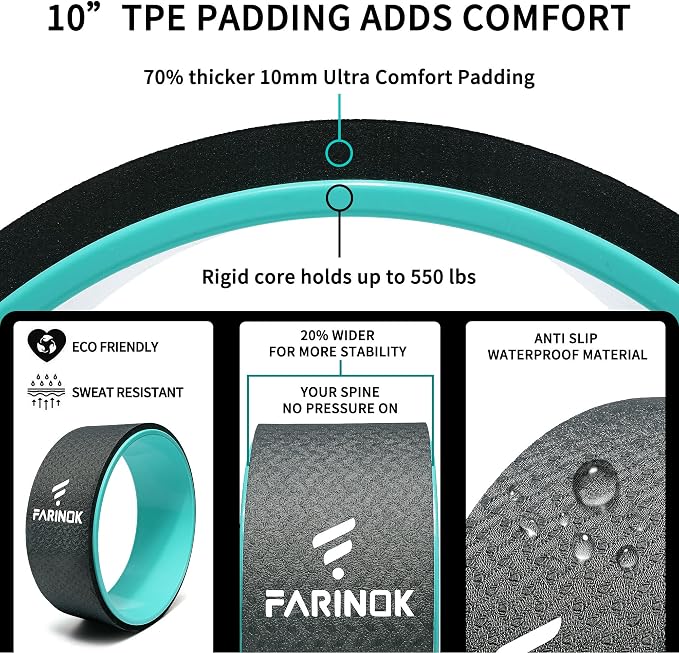 Yoga Wheel for Back Pain Relief, Back Roller Wheel with Extra Cushion | Wider & Thickest Foam, Stretches and Strengthens Core Muscles