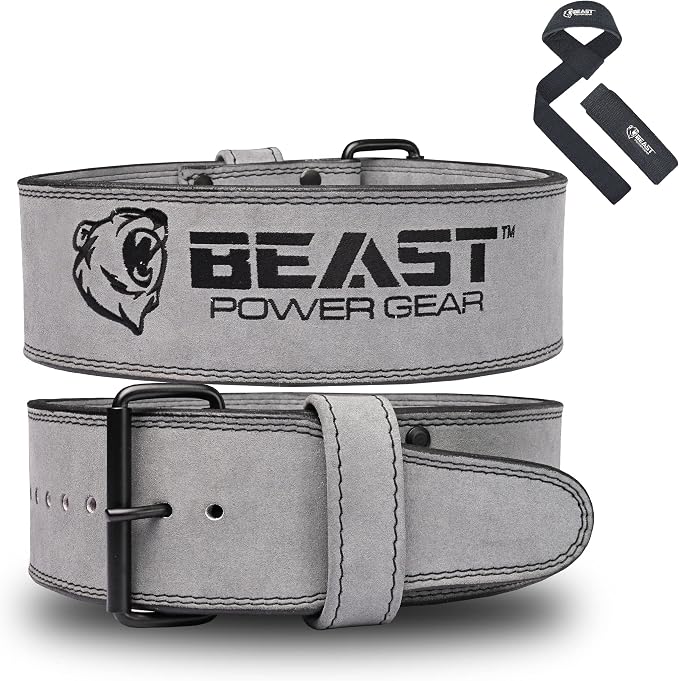 Beast Power Gear Weight Lifting Belts - Free Strap 4” Wide 10mm Thick for Weightlifting Bodybuilding Powerlifting Belt Superior Back Support Gym Belts for Men Women
