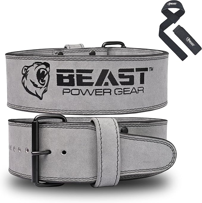 Beast Power Gear Weight Lifting Belts - Free Strap 4” Wide 10mm Thick for Weightlifting Bodybuilding Powerlifting Belt Superior Back Support Gym Belts for Men Women