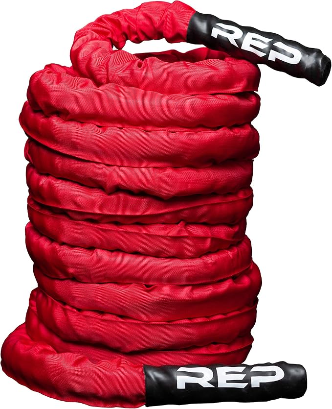 REP Fitness Battle Rope | 30/40/50 Ft Heavy Training Cord for Home Gym, Strength Workout, Cross Fit, Cardio Conditioning, Exercise Equipment with Protective Sleeve & Textured Grip Handles | 3 Colors