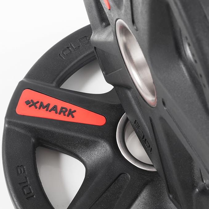 XMARK TEXAS STAR Olympic Weight Plates Set, Rubber Coated Barbell Weights for Home Gym, Weightlifting & Strength Training