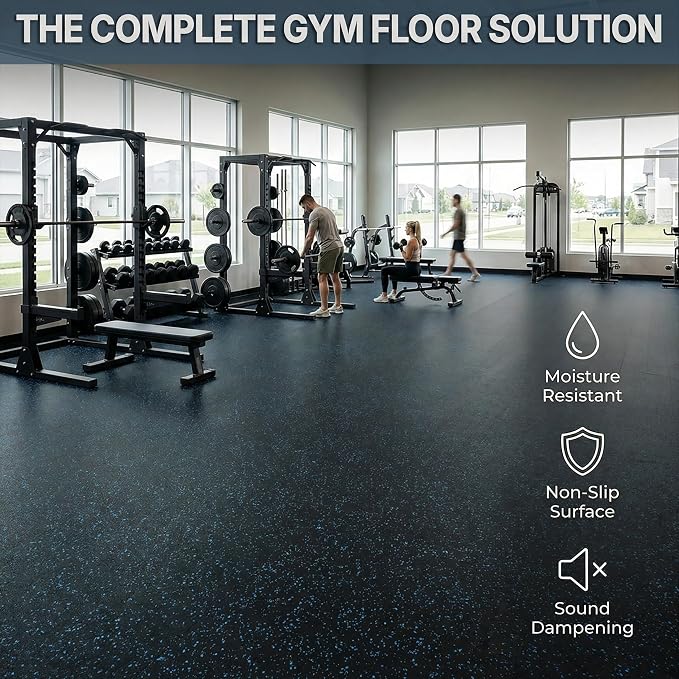 Flooring Inc's 1/4" Thick Tough Rubber Flooring Roll | Flexible Recycled Rubber Floor Mats for Home Gym | Heavy Duty Rubber Mat for Home Gyms, Sheds, Horse Stall Mat or Trailer