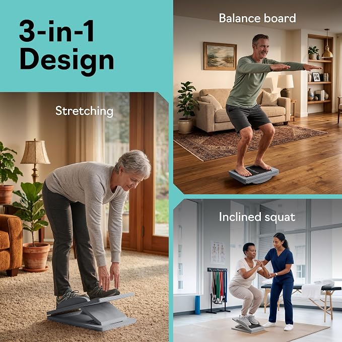 Slant Boards for Exercise, Wooden Slant Board, Calf Stretch Board with 7 Incline Angles, Velour Board, Balance Board & Calf Stretcher, Portable Incline Board for Physical Therapy, Ankle Mobility, Heel & Knees