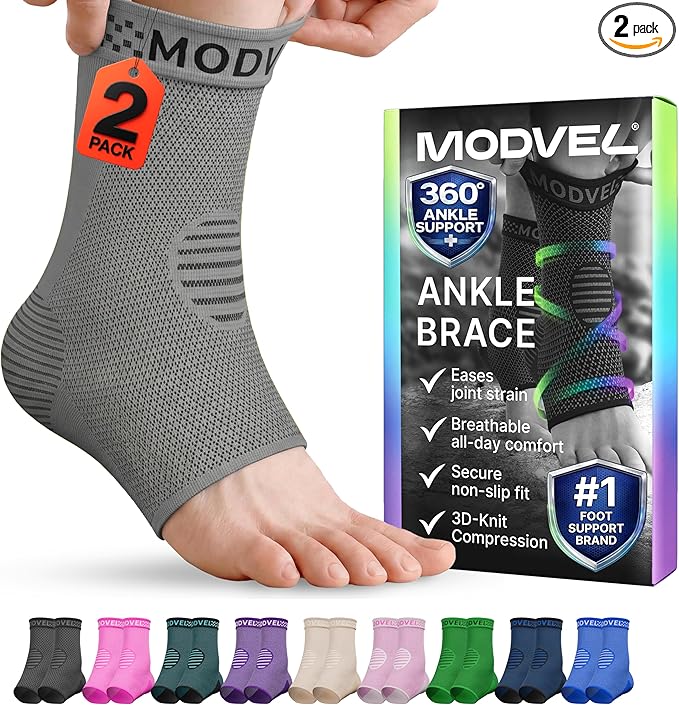 Modvel Foot & Ankle Brace Socks for Sprained Ankle Compression Sleeve - Foot Support for Women & Men - Tendonitis & Arthritis Ankle Brace Sports Running, Torn Ligaments & Women Stabilizing Ankle Wrap