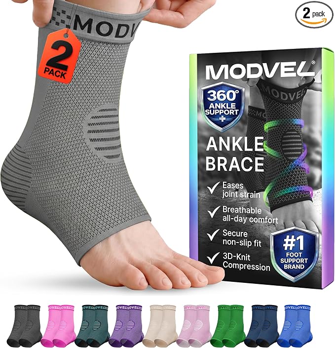 Modvel Foot & Ankle Brace Socks for Sprained Ankle Compression Sleeve - Foot Support for Women & Men - Tendonitis & Arthritis Ankle Brace Sports Running, Torn Ligaments & Women Stabilizing Ankle Wrap