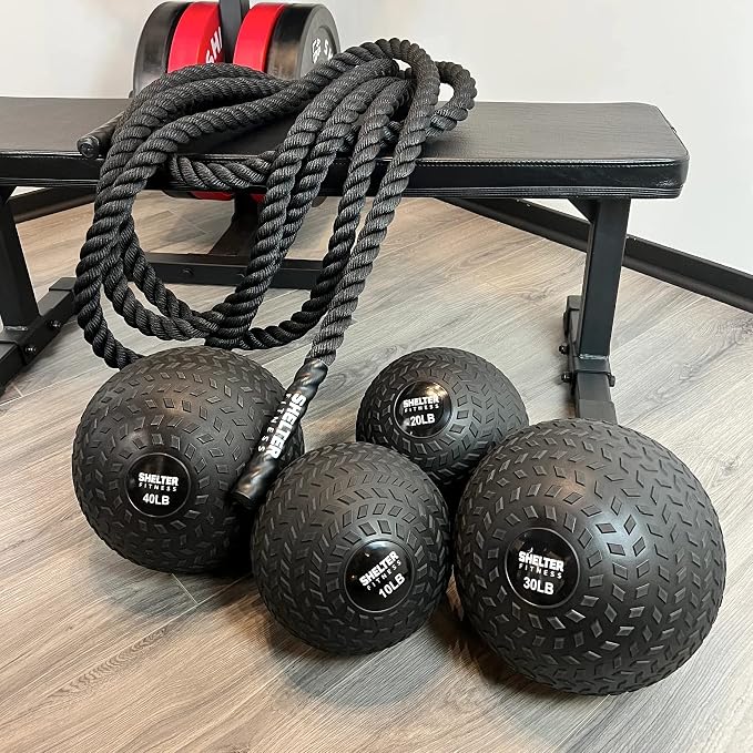 Black Rubber Treaded Slam Ball Equipment