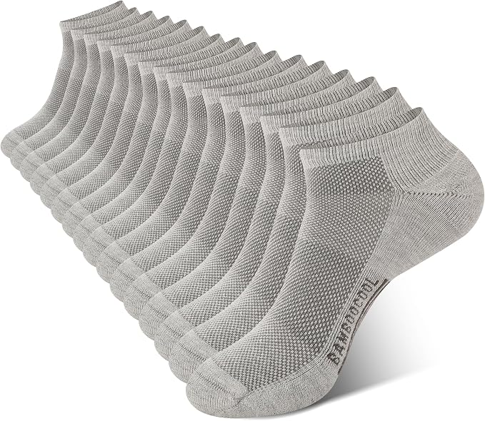 BAMBOO COOL Men's Athletic Ankle Socks Moisture Wicking, Anti-Odor Breathable Running Mesh Socks Arch Support, 8 Pack