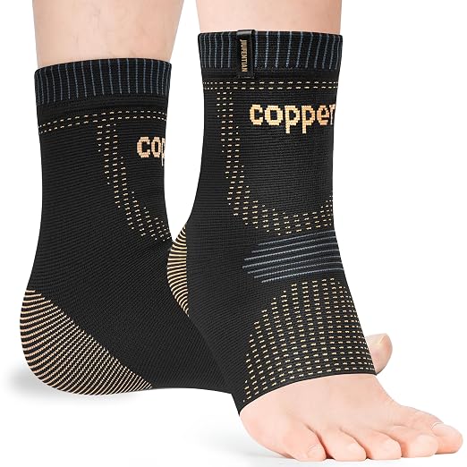 JIUFENTIAN Ultra-Breathable Copper Ankle Braces for Men and Women, Medium | AirFlow Knit, Anatomical fit, All-Day Wear - Ankle Sprains & Tendonitis & Plantar Fasciitis & Sports & Injury Recovery