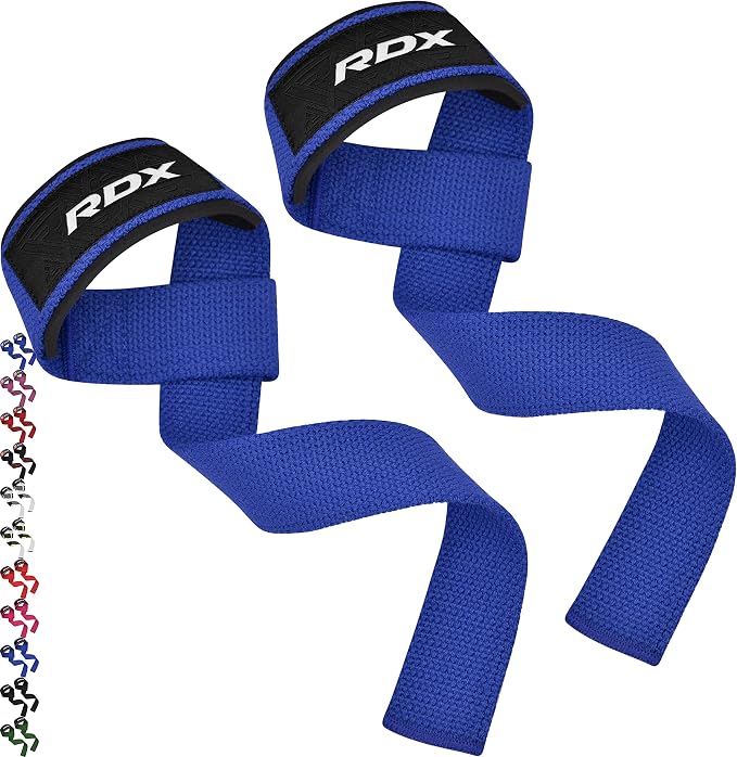 RDX Lifting Straps for Weightlifting –100% Cotton Heavy Duty Gym Wrist Strap with 5MM Neoprene Padding, 60CM Anti-Slip Hand Grip Wraps for Deadlifts Powerlifting Workouts Strength Training, Men Women