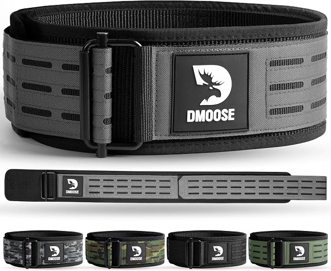 DMoose Fitness Auto Locking Weight Lifting Belt for Men & Women - 4" Nylon Squat & Deadlift Belt with Quick-Release Buckle - Gym Workout Belts for Lumbar Back Support for Weightlifting & Powerlifting