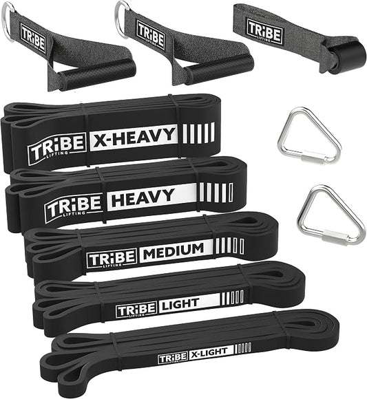 Long Resistance Bands Set, 5 Pull Up Assistance Bands for Working Out | 5 resistance levels, natural latex construction, exercise bands for strength training, stretching and physical therapy