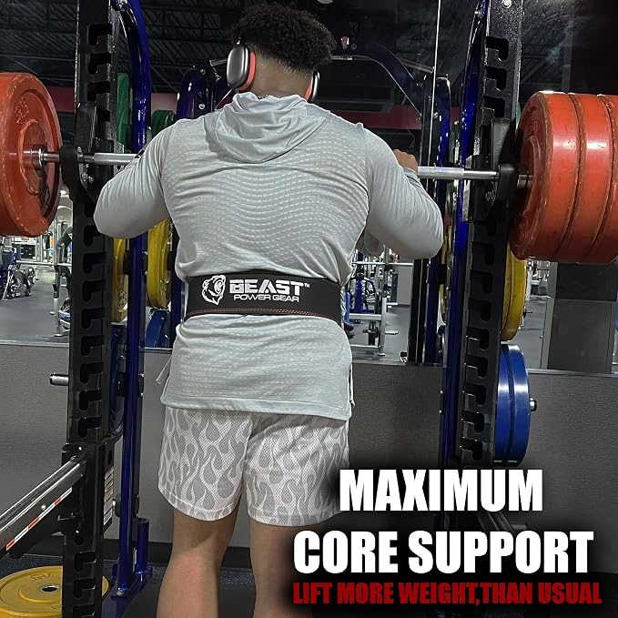 Beast Power Gear Weight Lifting Belts - Free Strap 4” Wide 10mm Thick for Weightlifting Bodybuilding Powerlifting Belt Superior Back Support Gym Belts for Men Women