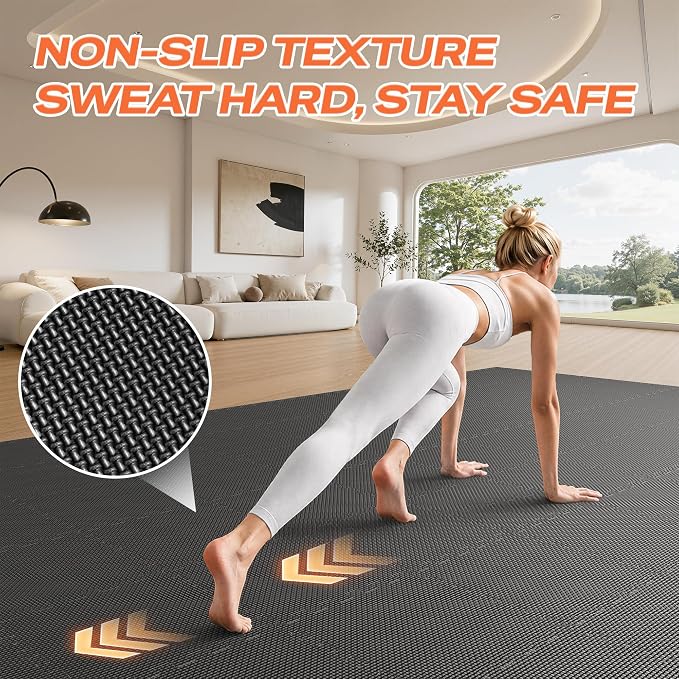 SUPERJARE Gym Floor Mats, EVA Foam Puzzle Exercise Mats, Interlocking Floor Mats, Cushioned Foam Floor Tiles, Gym Flooring Workout Mat for Home Gym, Playroom, Garage, 12.6"x12.6"x0.4"