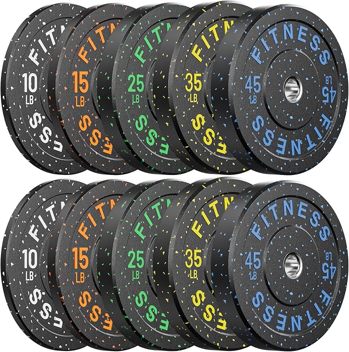 2" Bumper Plates Set Olympic Weight Plates for Barbell Strength Training | Papababe 2Inch Weights Plates Set, Floor Protective Plates, 20-600lbs Rubber Bumper Plates for Weightlifting, Bench Press
