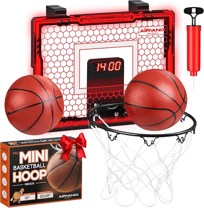 Mini Basketball Hoop for Kids Foldable Indoor Basket Ball Hoops | 2 Over the Door Mini Hoop Basketballs