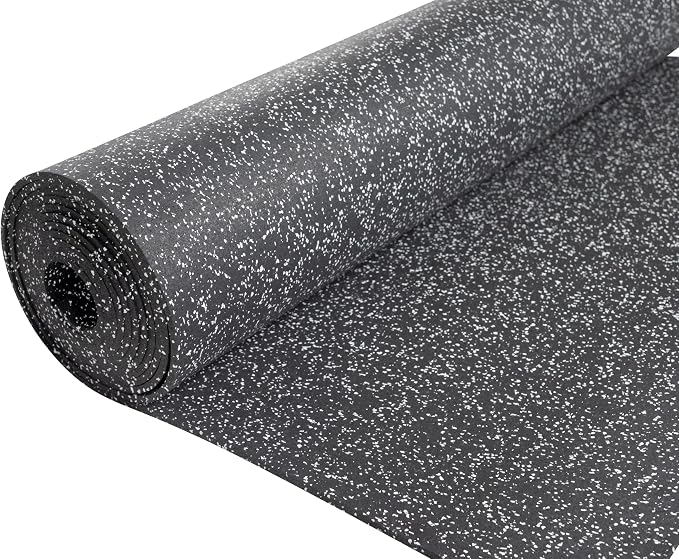 Genaflex Rubber Gym Floor Mat, Heavy Duty Commercial Protective Gym Flooring Roll - 8mm Thick (10% Grey, 4' X 4')